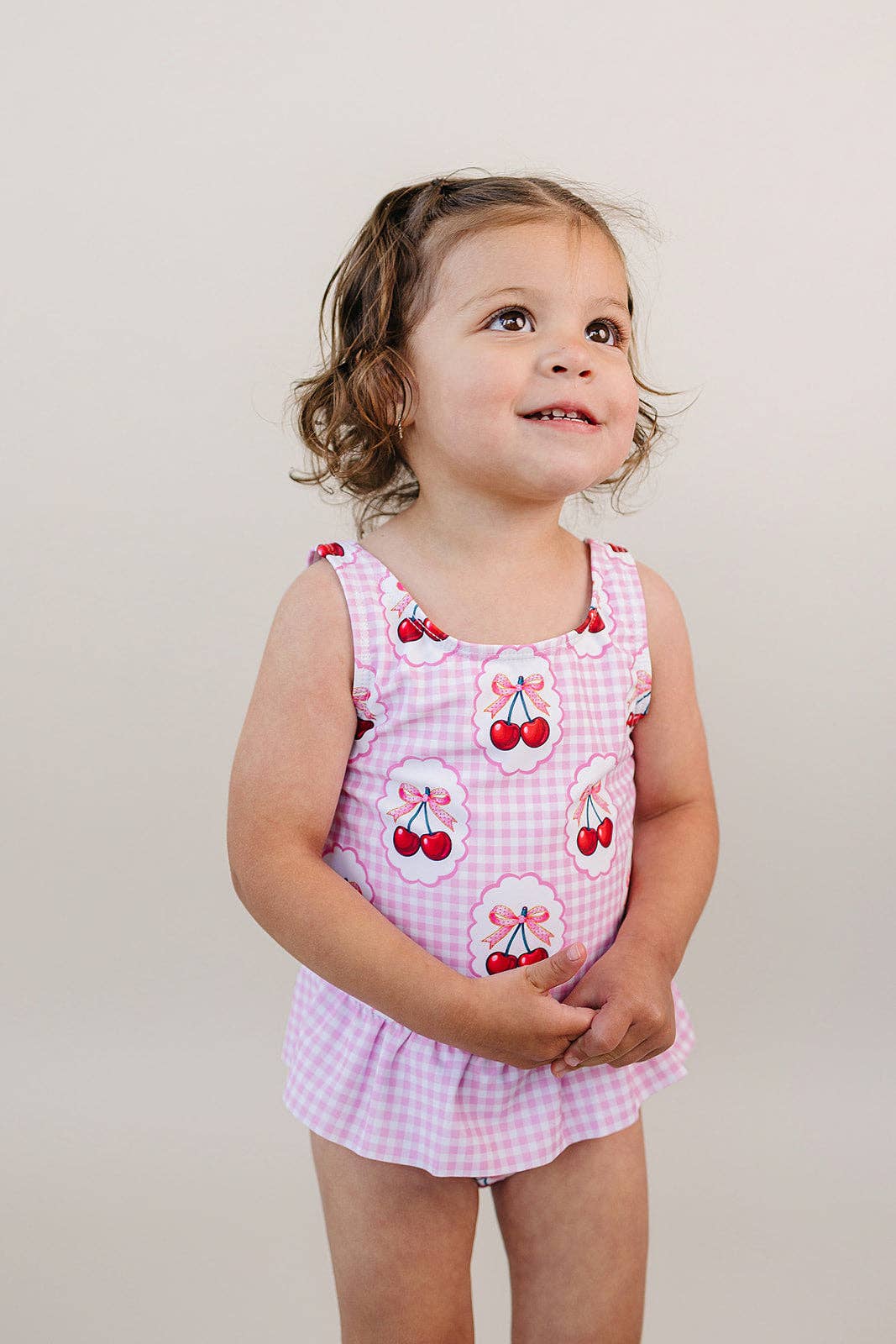 Gingham Cherry One Piece Swimmie