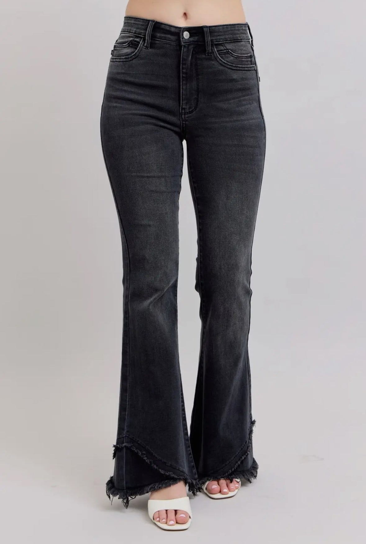 Judy Blue Stone Washed Black Tulip Flares RTS