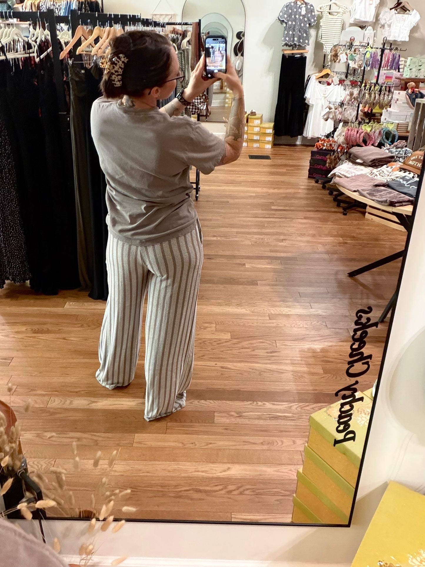 Airport Ribbed + Stripe Mocha Pants