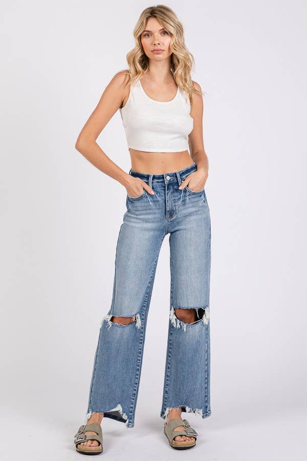 Megan High Rise Stretch Destroyed Hem