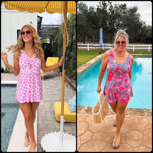 Pink Polka // Beach Town Swim Dress