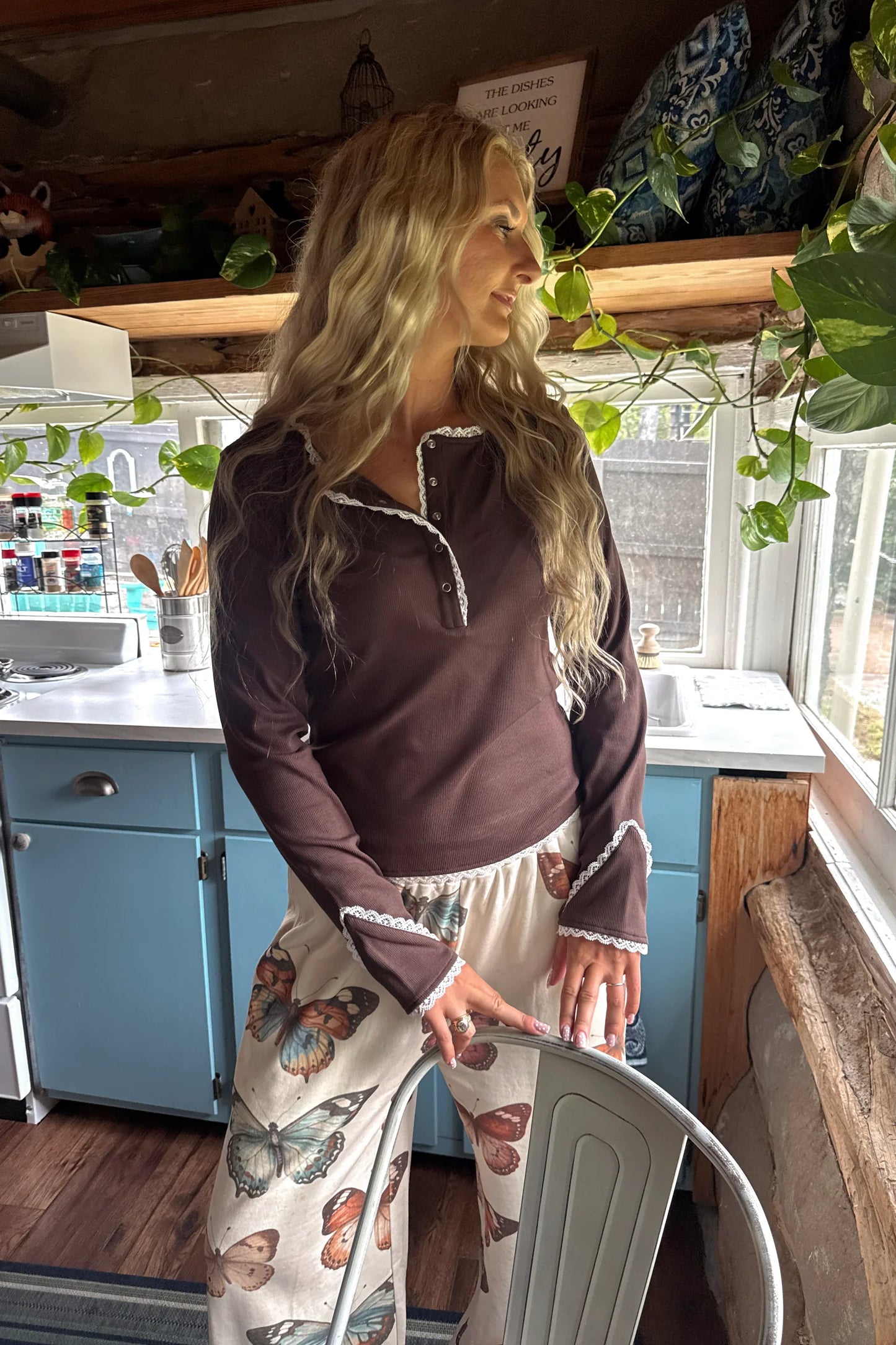 Carrie Lace Henley Top
