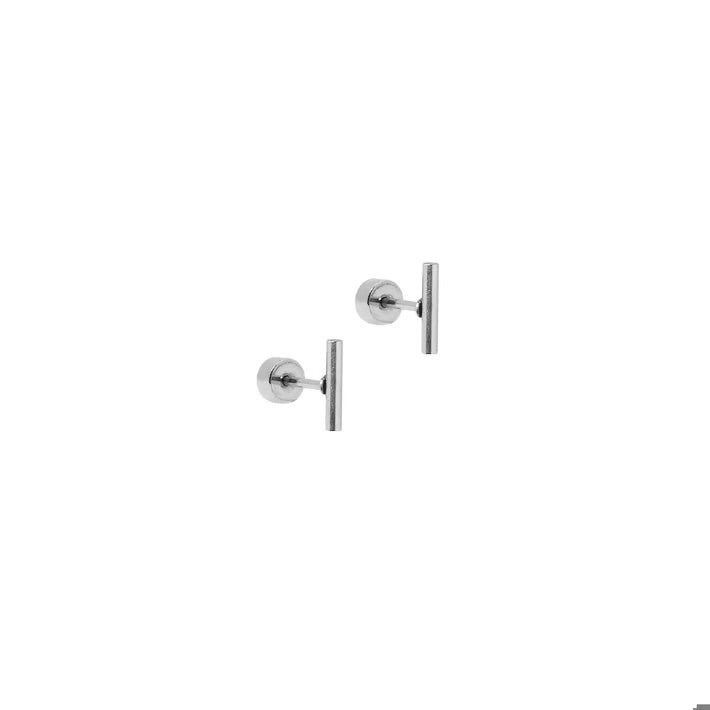Perry Silver Bar Stud Earrings Screwback