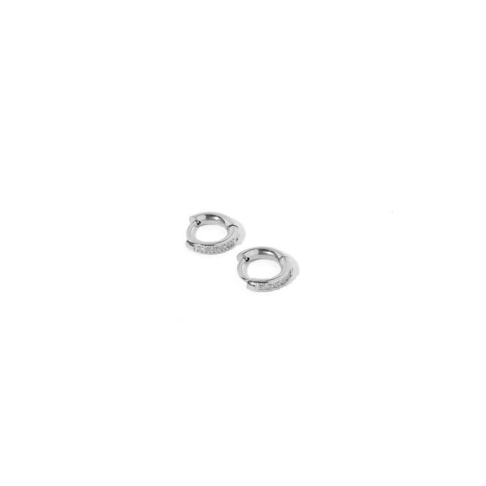 Scarlett Hoop Huggie Silver 8mm CZ Earrings