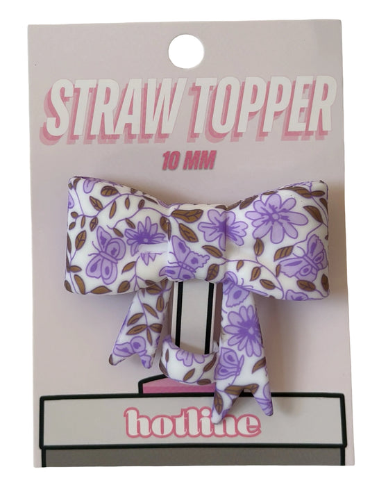 Purple Floral Straw Topper RTS