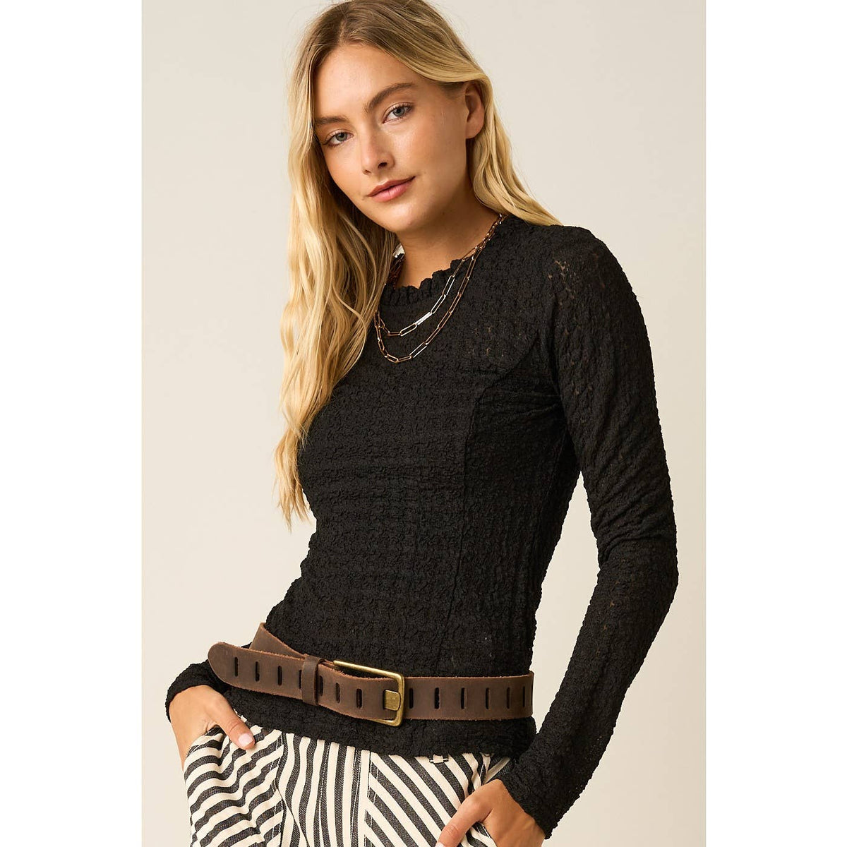 Yaya Textured Long Sleeve Top