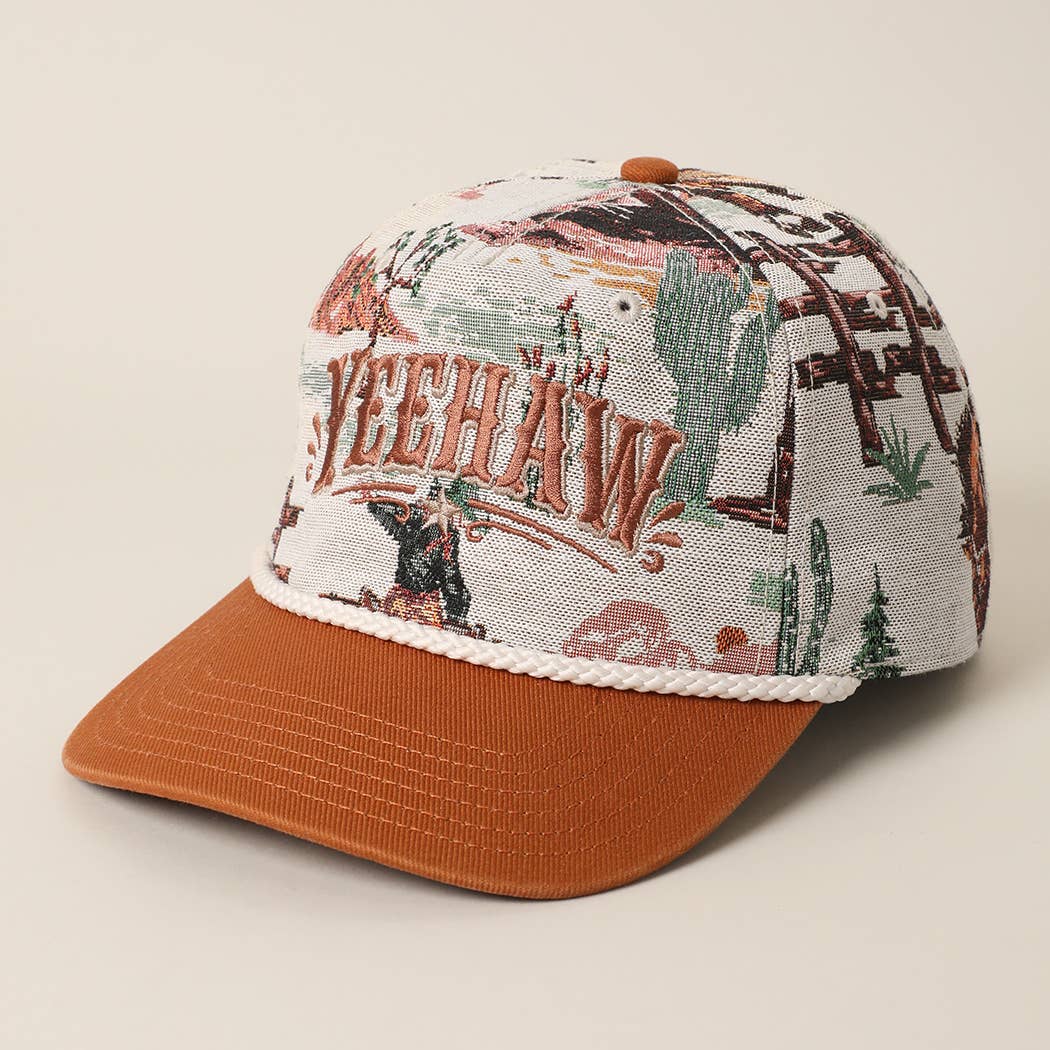 YEEHAW Embroidered Western Rodeo Cowboy Tapestry Rope Hat