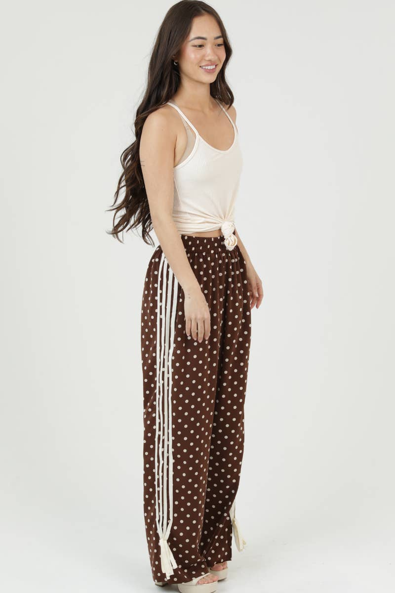 Polka Dot Wide-Leg Pant w/ Bows