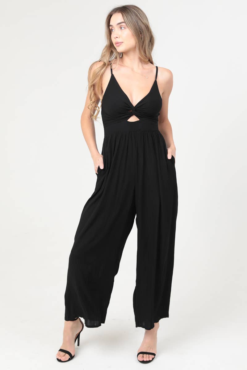 Stetson Twist Front Cutout Jumpsuit W/Pockets