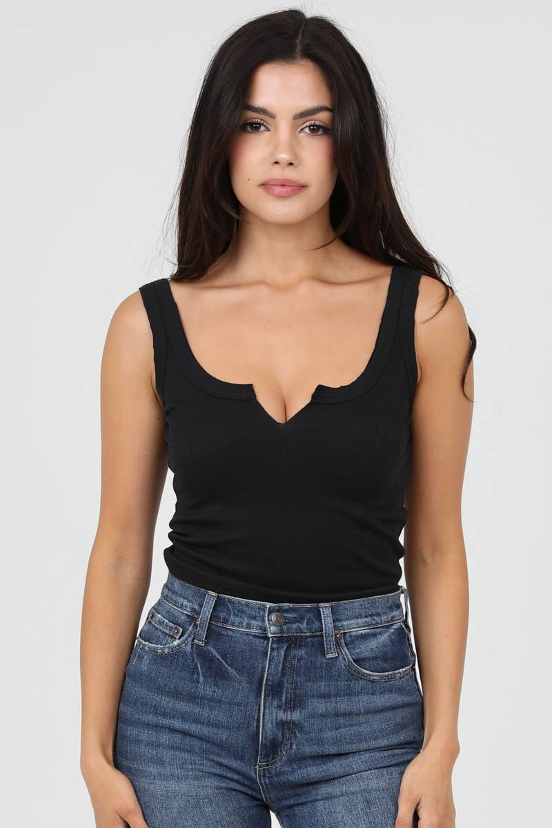 Natalie Notch Ribbed Tank Top