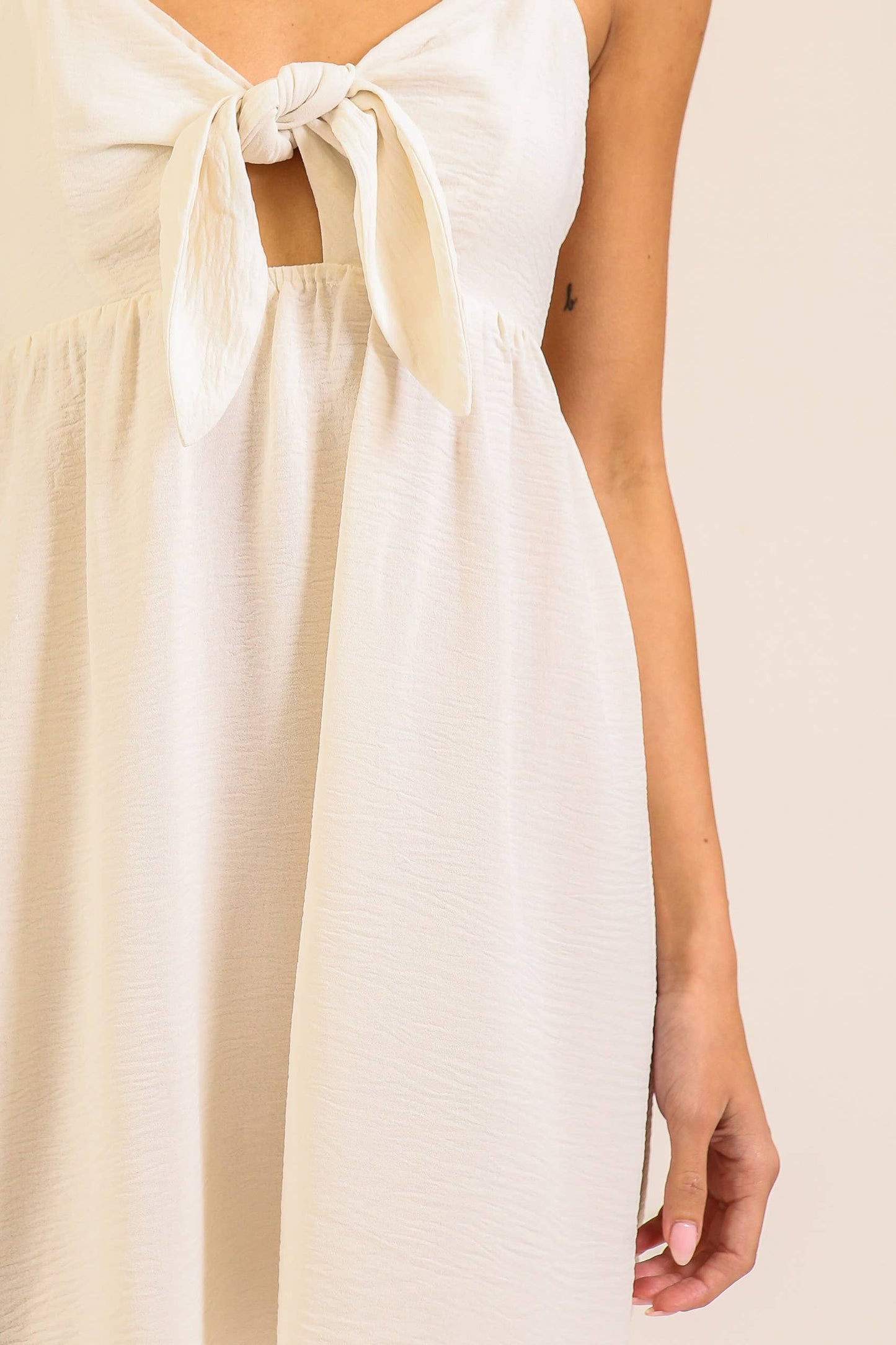 Brunch Tie-Front Cutout Mini Dress