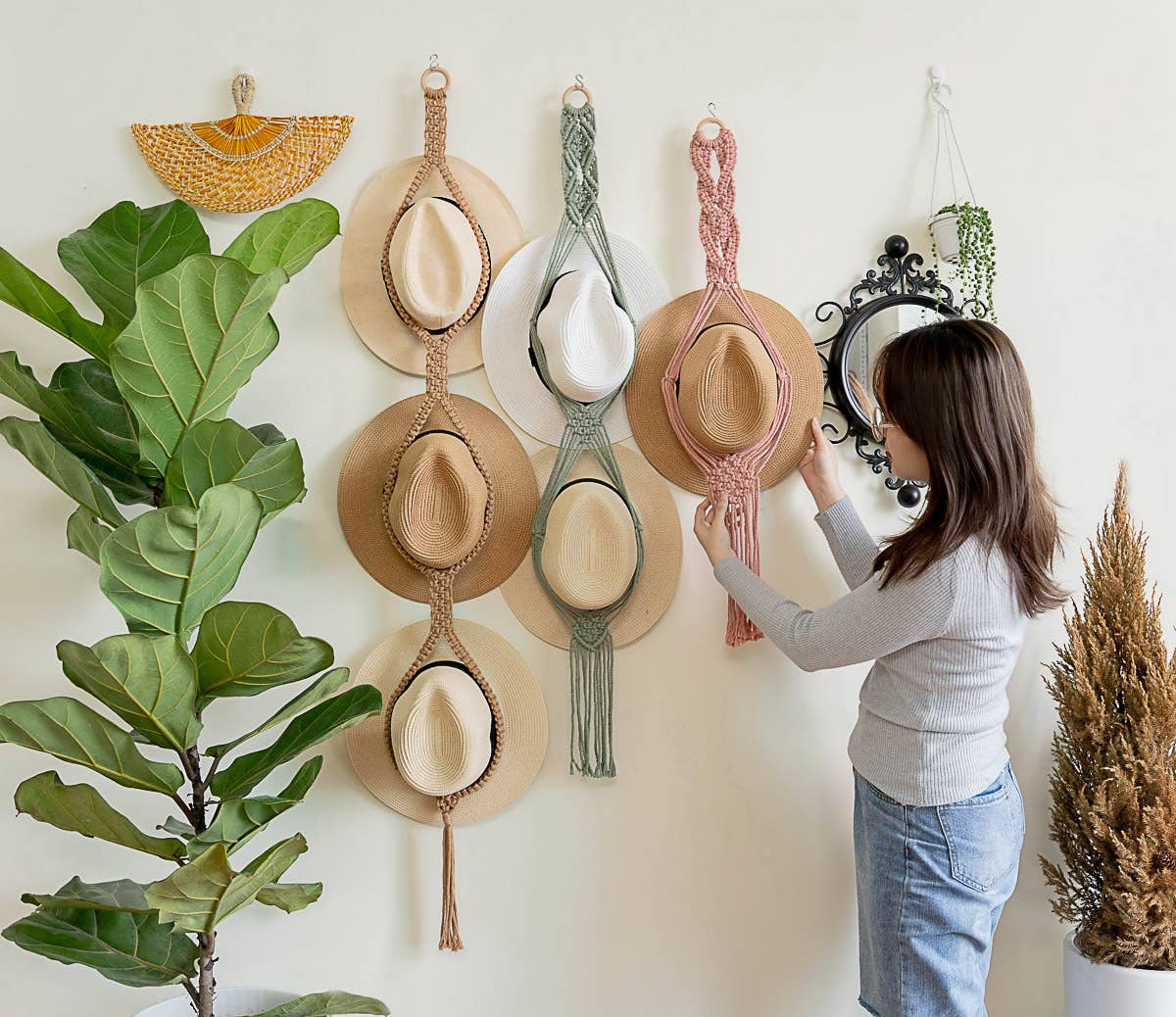 Boho Macrame Hat Hanger/Organizer
