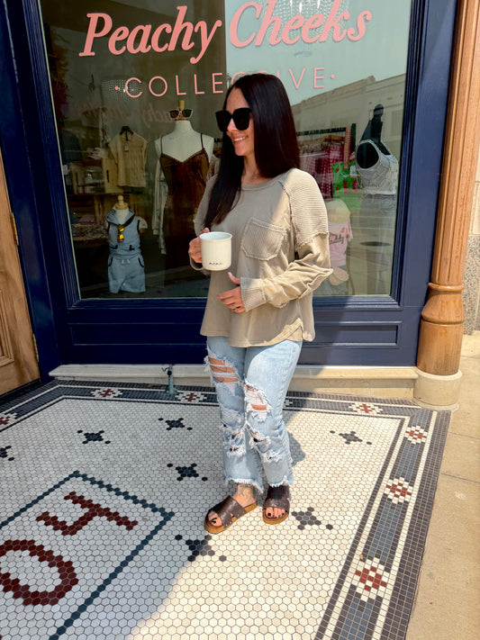 Madelyn Moto Stone Washed Terry Top
