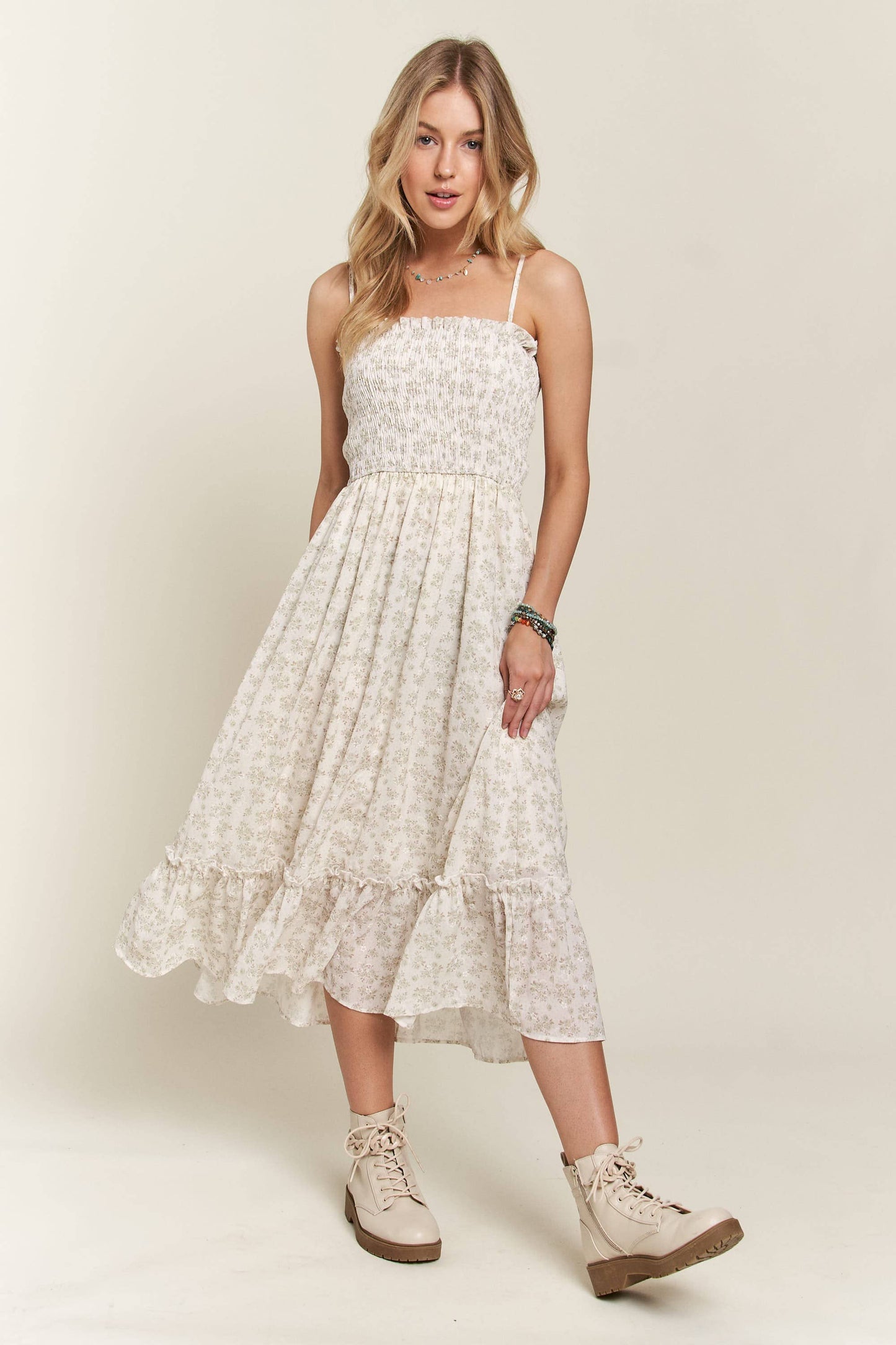 Ravena Ruffle Floral Midi Dress