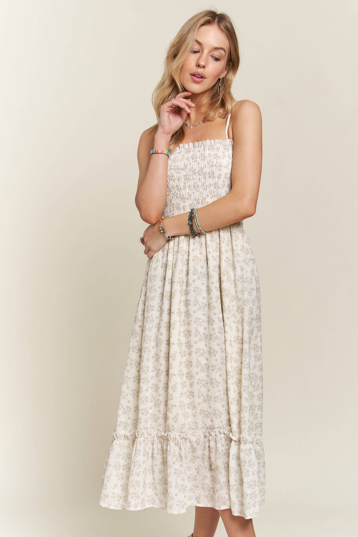Ravena Ruffle Floral Midi Dress