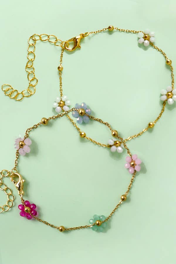 Summer Multi-Beaded Flower Charm Bracelets