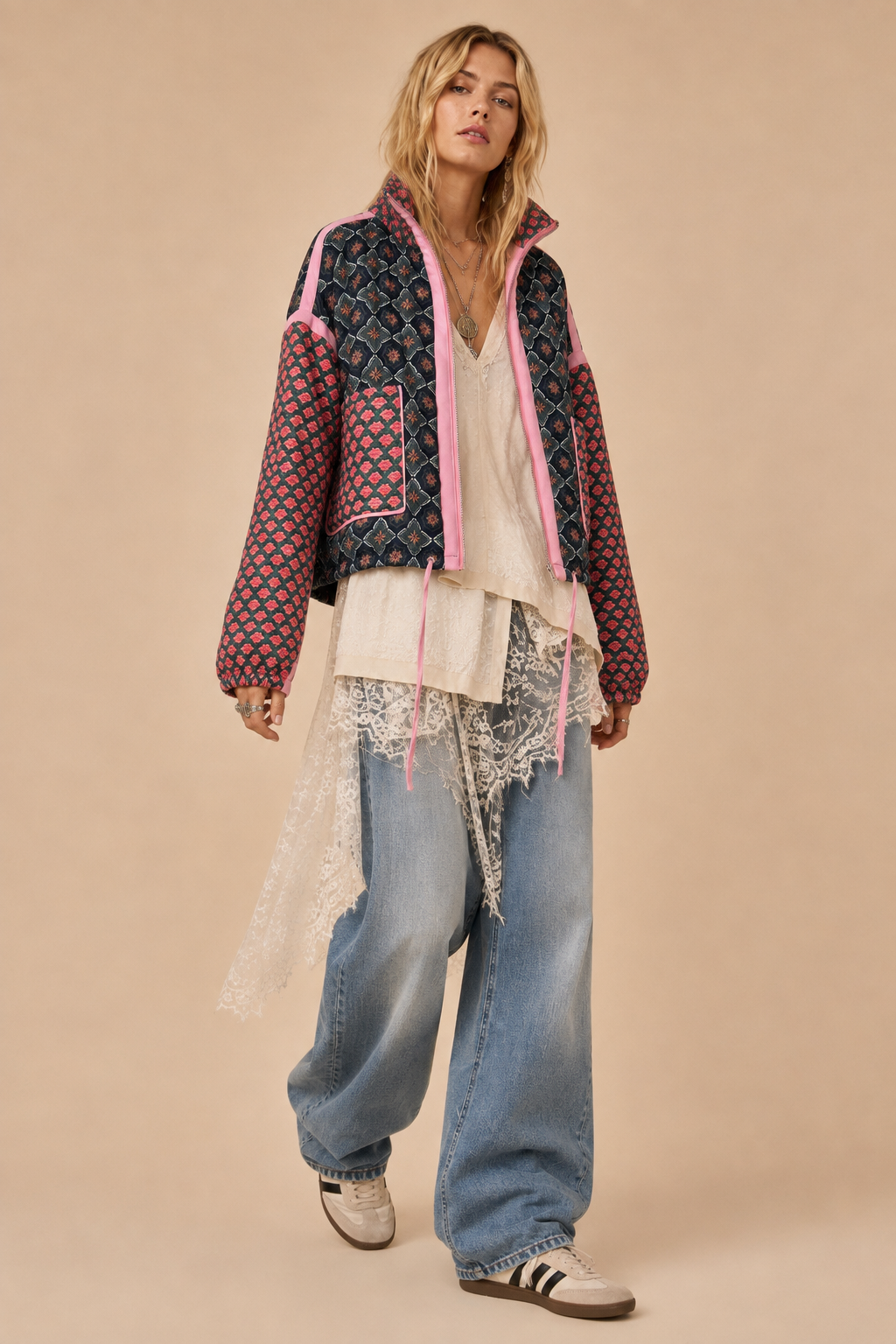 Patchwork Quilted Bomber Jacket