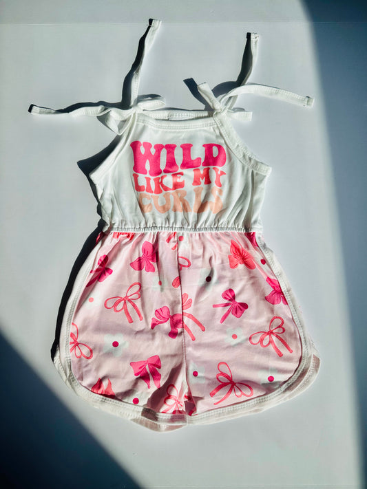 Wild Like My Curls Tie Top Romper RTS