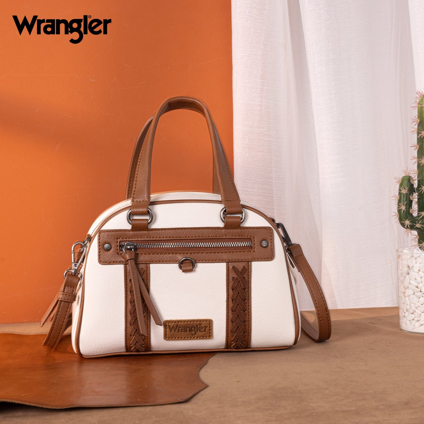 Wrangler Whipstitch Crossbody / Satchel - Cream