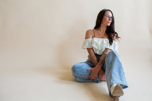 Prairie Romance Off-The-Shoulder Ruffled Western Top