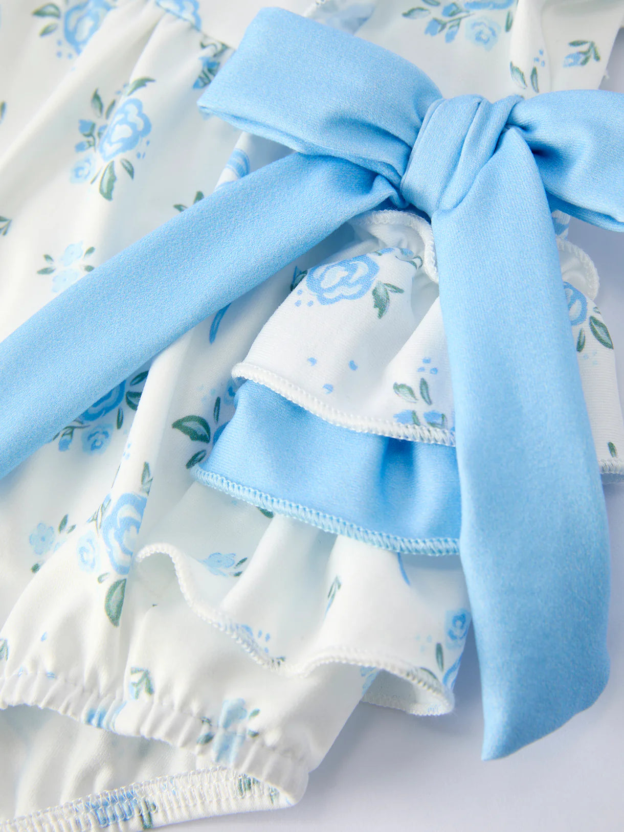 Blair Blue Floral Spring Ruffle Romper