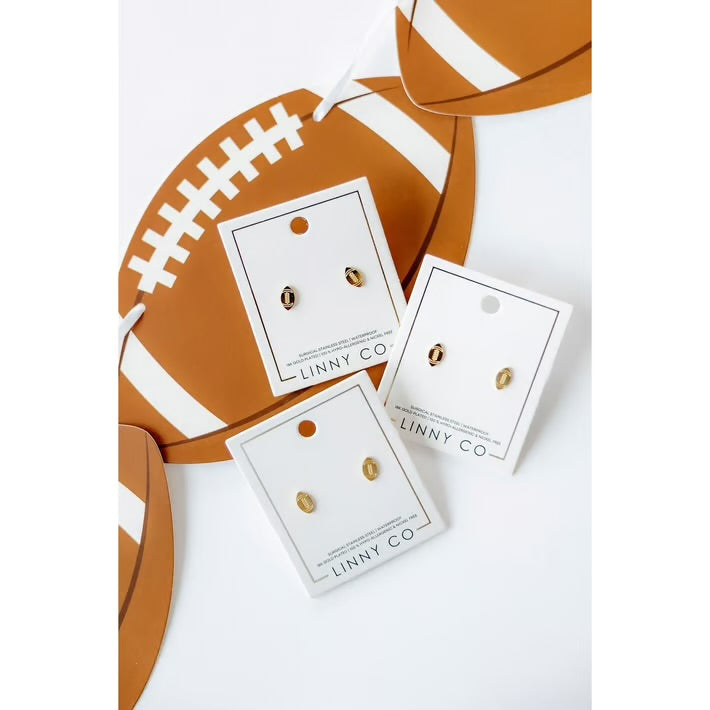 Gold Football Stud Earrings Screwback