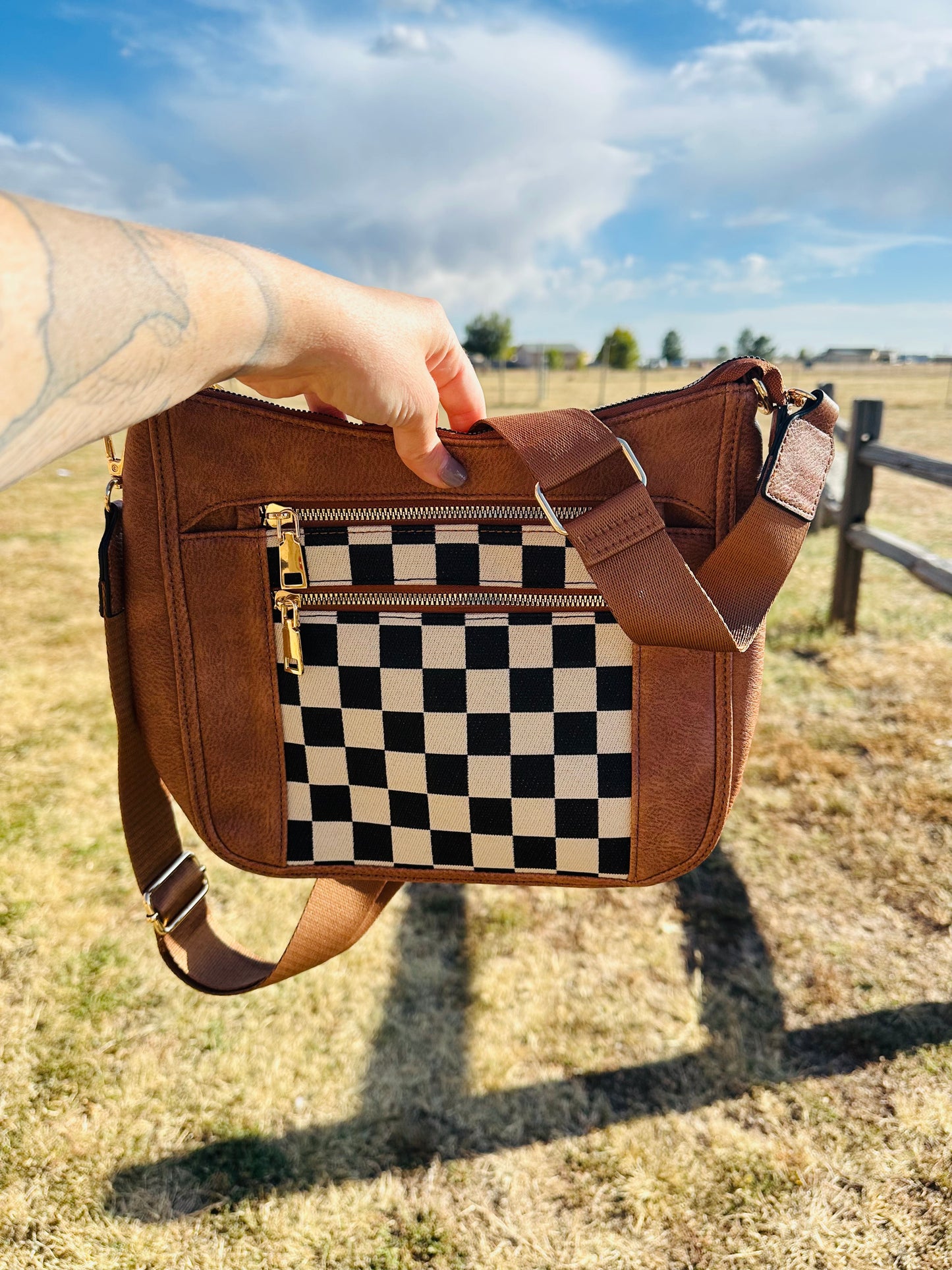 Checkered Crossbody Purse RTS