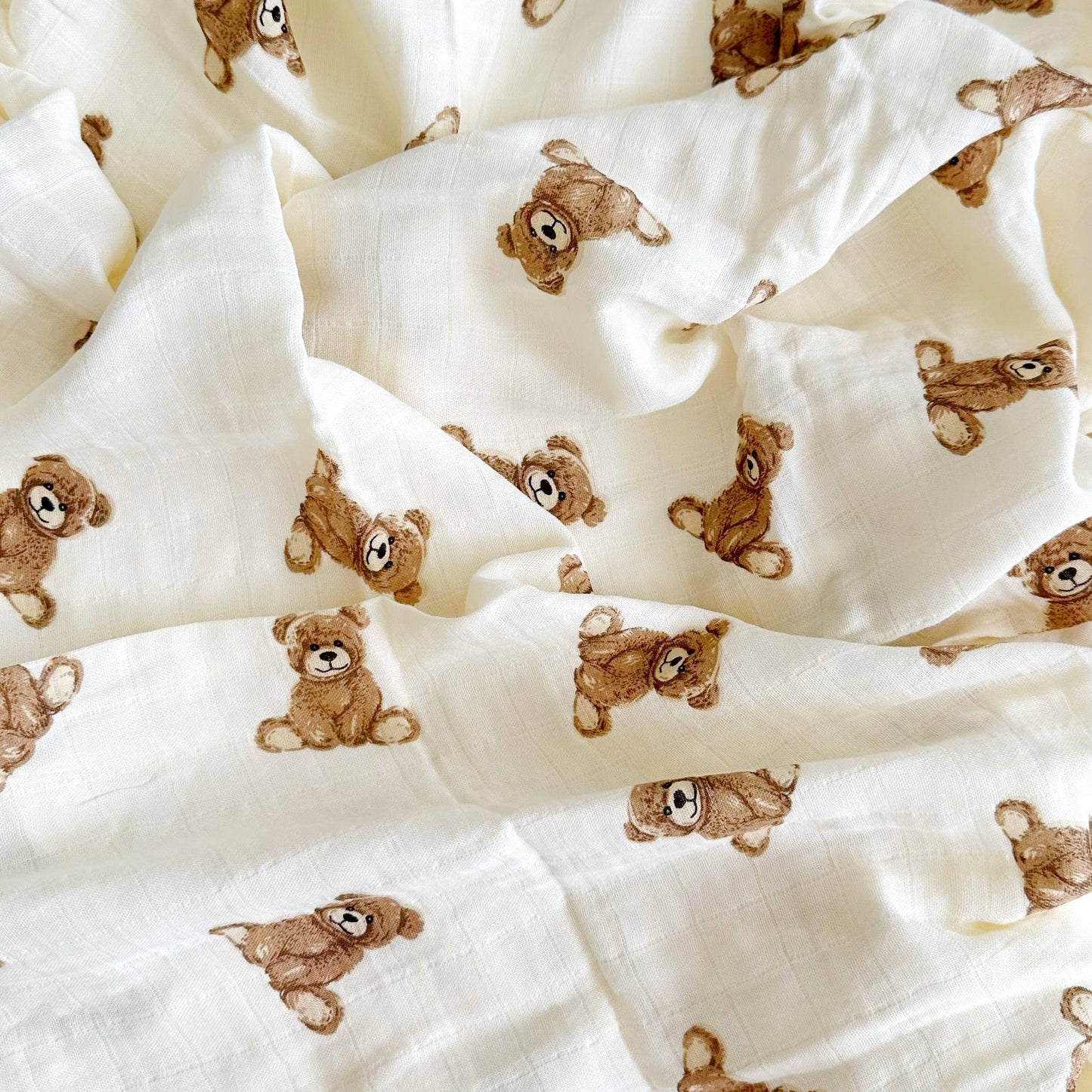 Bamboo Muslin Swaddle Teddy Bear Blanket