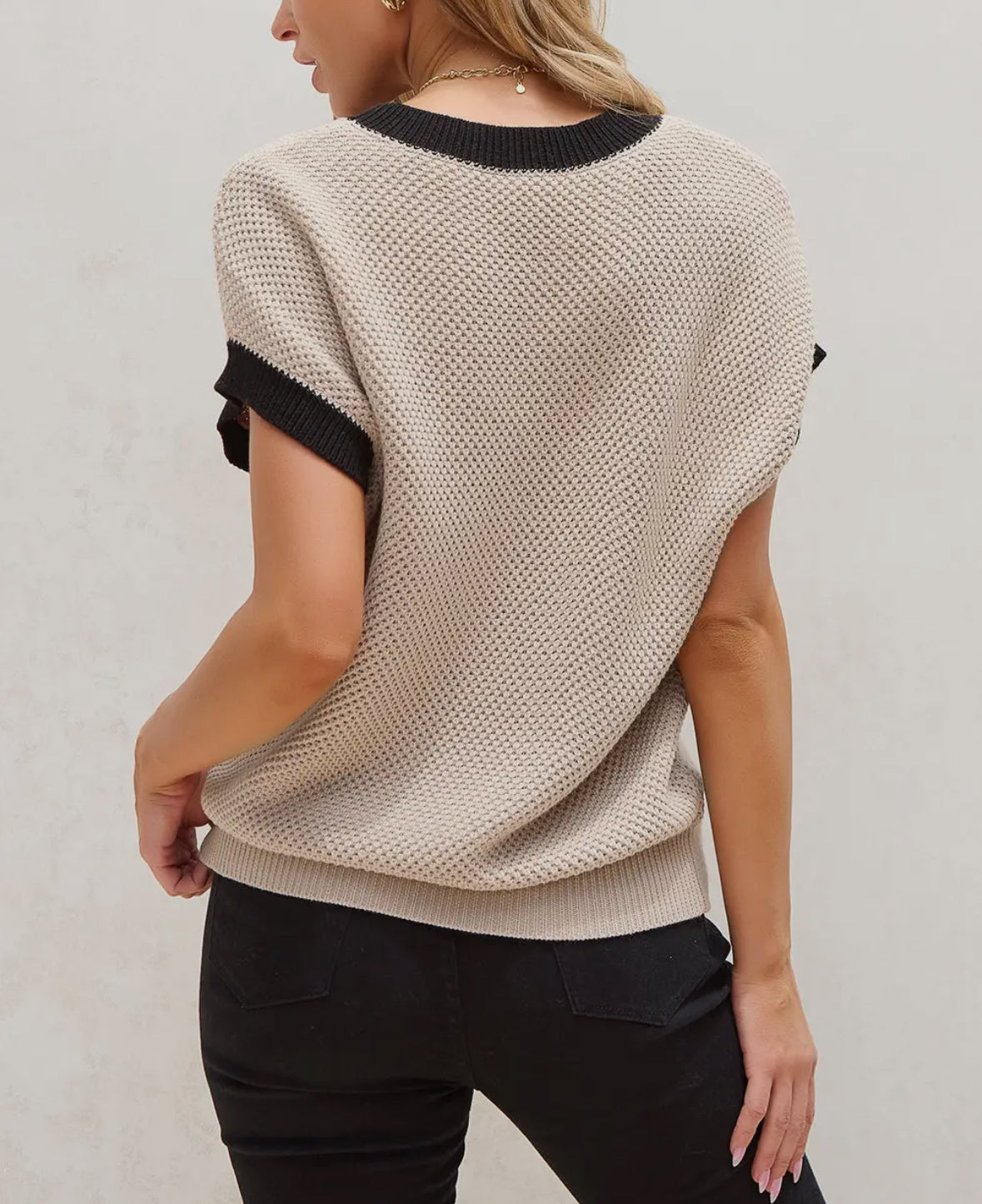 No Approval Needed Batwing Border Knit Top