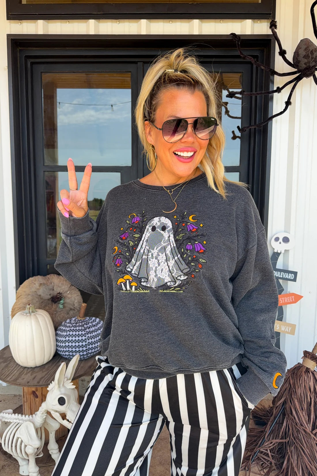 Ghost In Bloom Stone Washed Crewneck