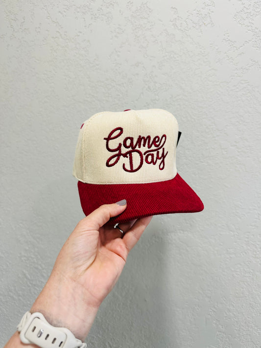 Game Day Corduroy Embroidery Hat RTS