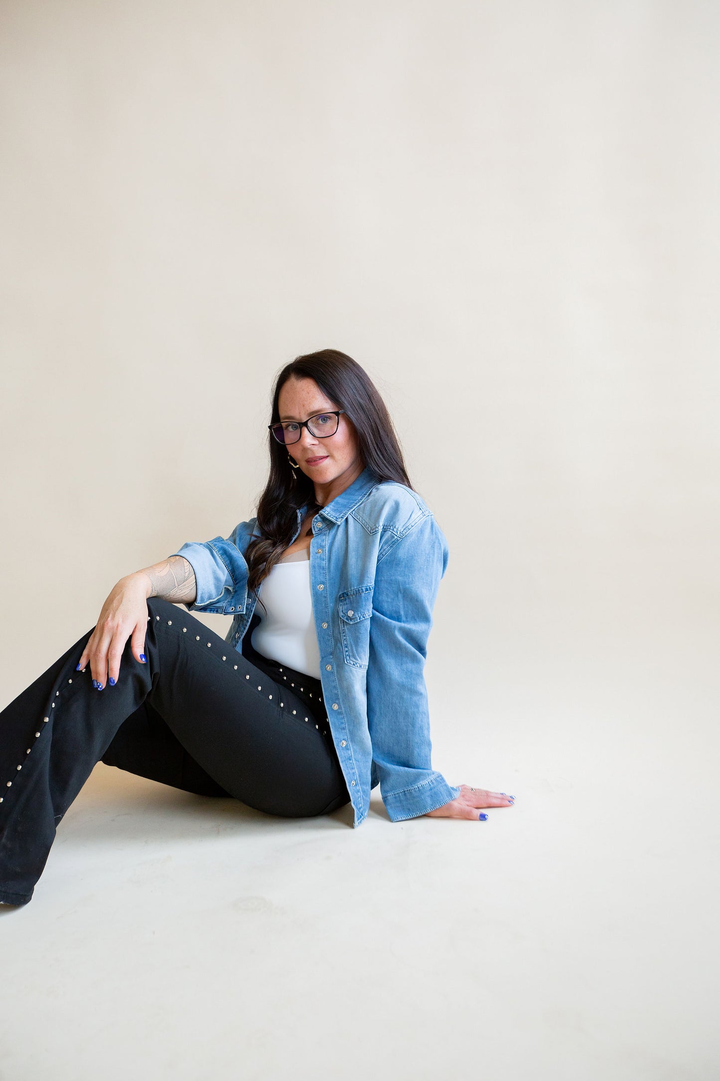 Black High-Rise Studded Flare Jeans