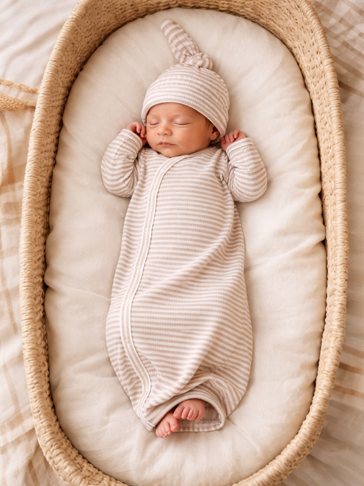 Neutral Stripe Sleep Gown