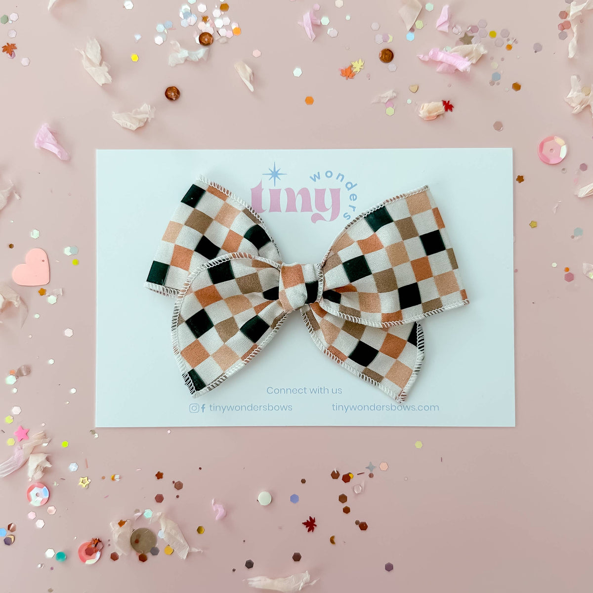 Neutral Checkered Bow