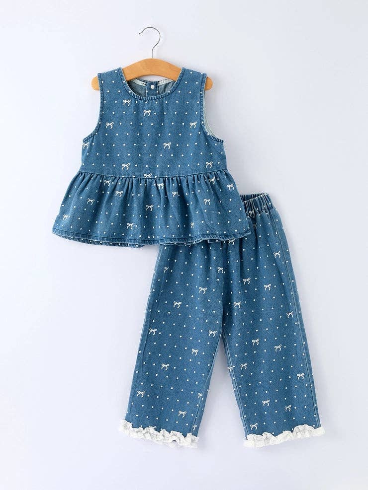 Fall Bow + Dottie Denim Ruffle Set