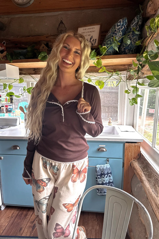 Carrie Lace Henley Top
