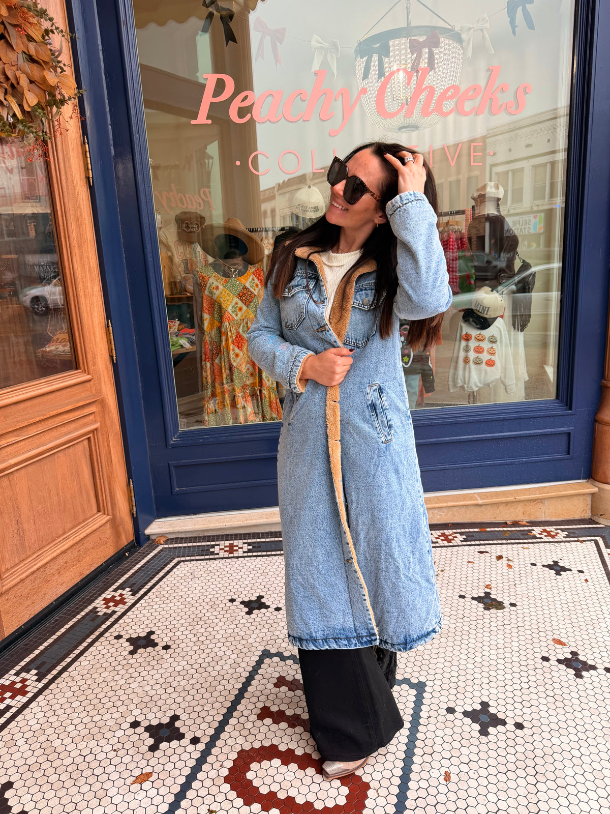 Walkin’ After Midnight Teddy Lined Long Denim Jacket