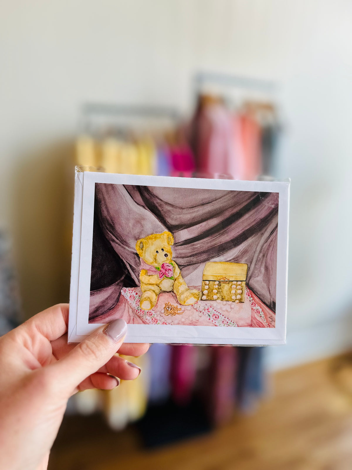 Girly Teddy Bear Greeting Card