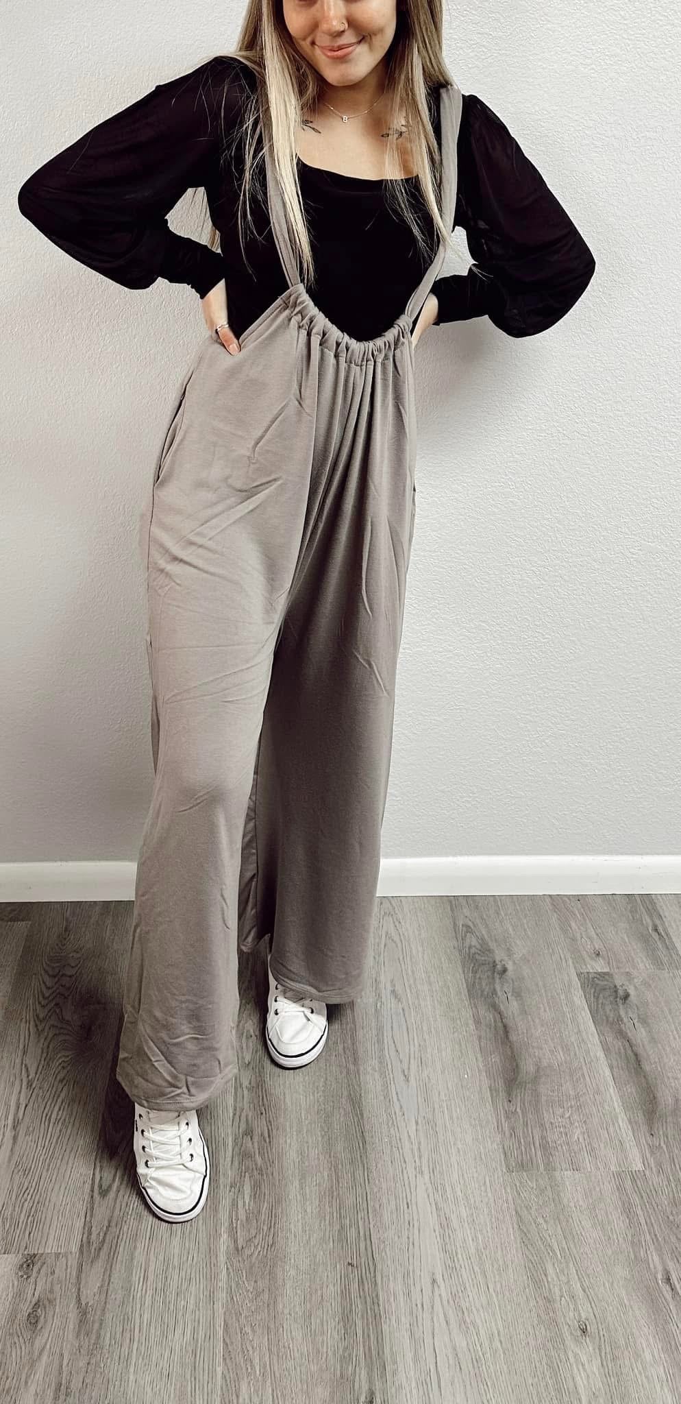 Wide Leg Suspender Jumpsuit