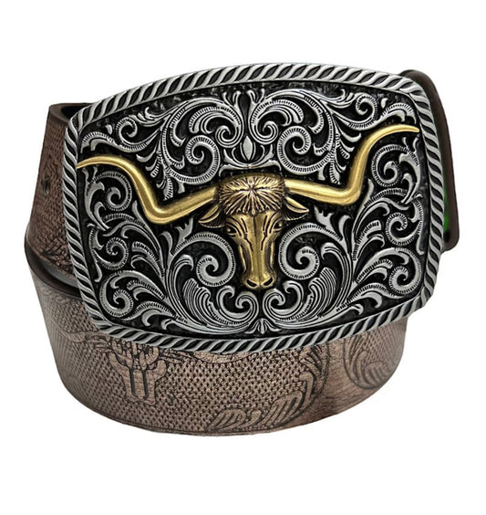 Longhorn Gold Belt Buckle