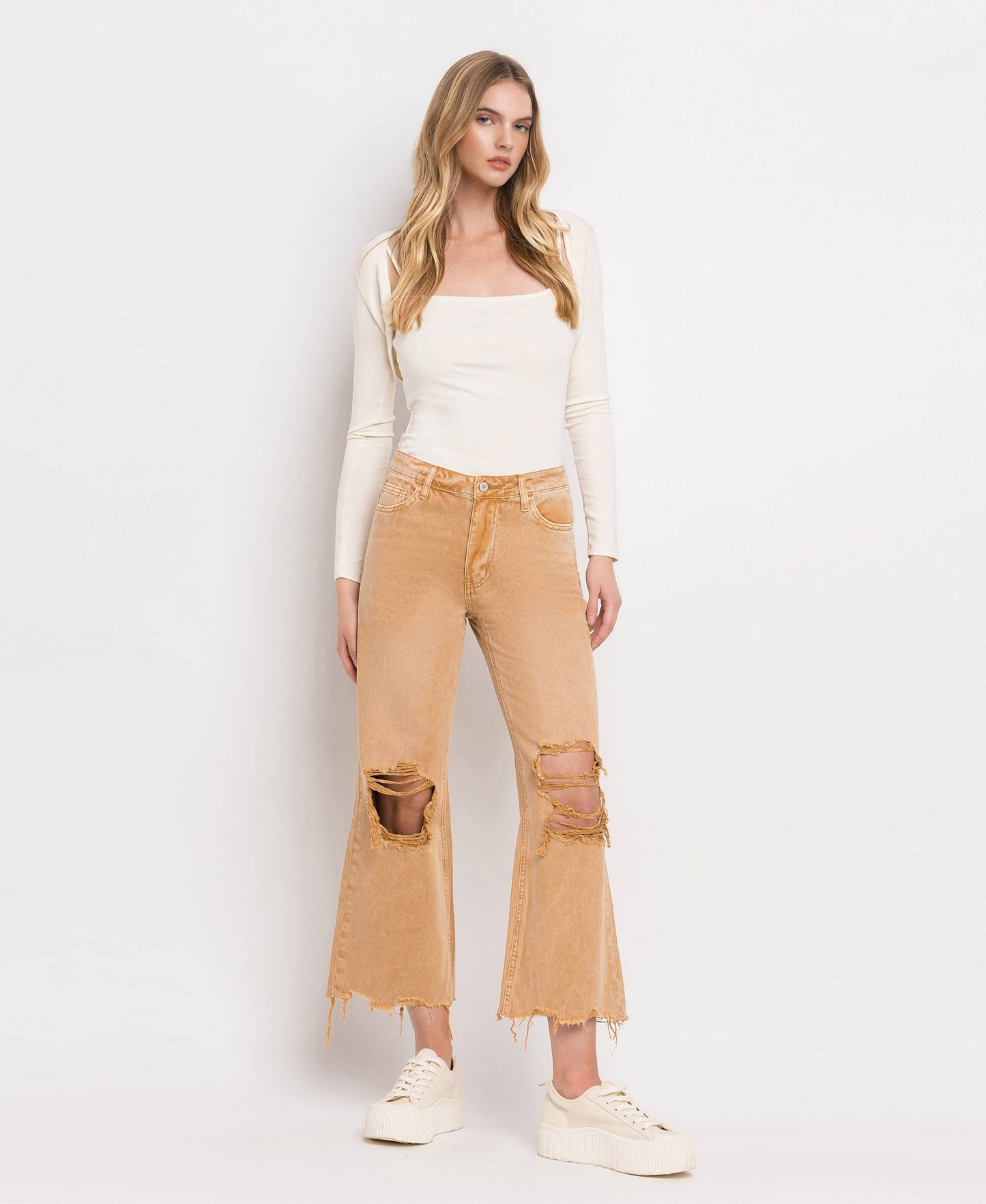 90'S Vintage Super High-Rise Crop Flares