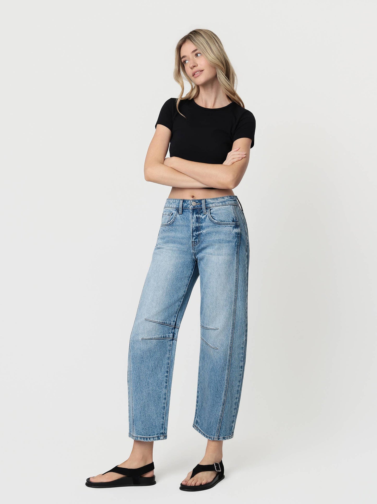 Kylie High-Rise Dart Structured Fit Barrel Denim