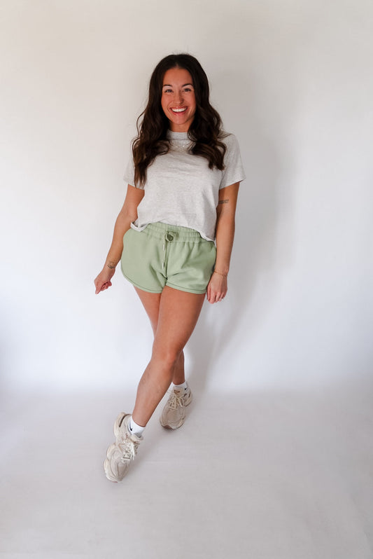 Sage Drawstring Solid Scuba Dolphin Shorts