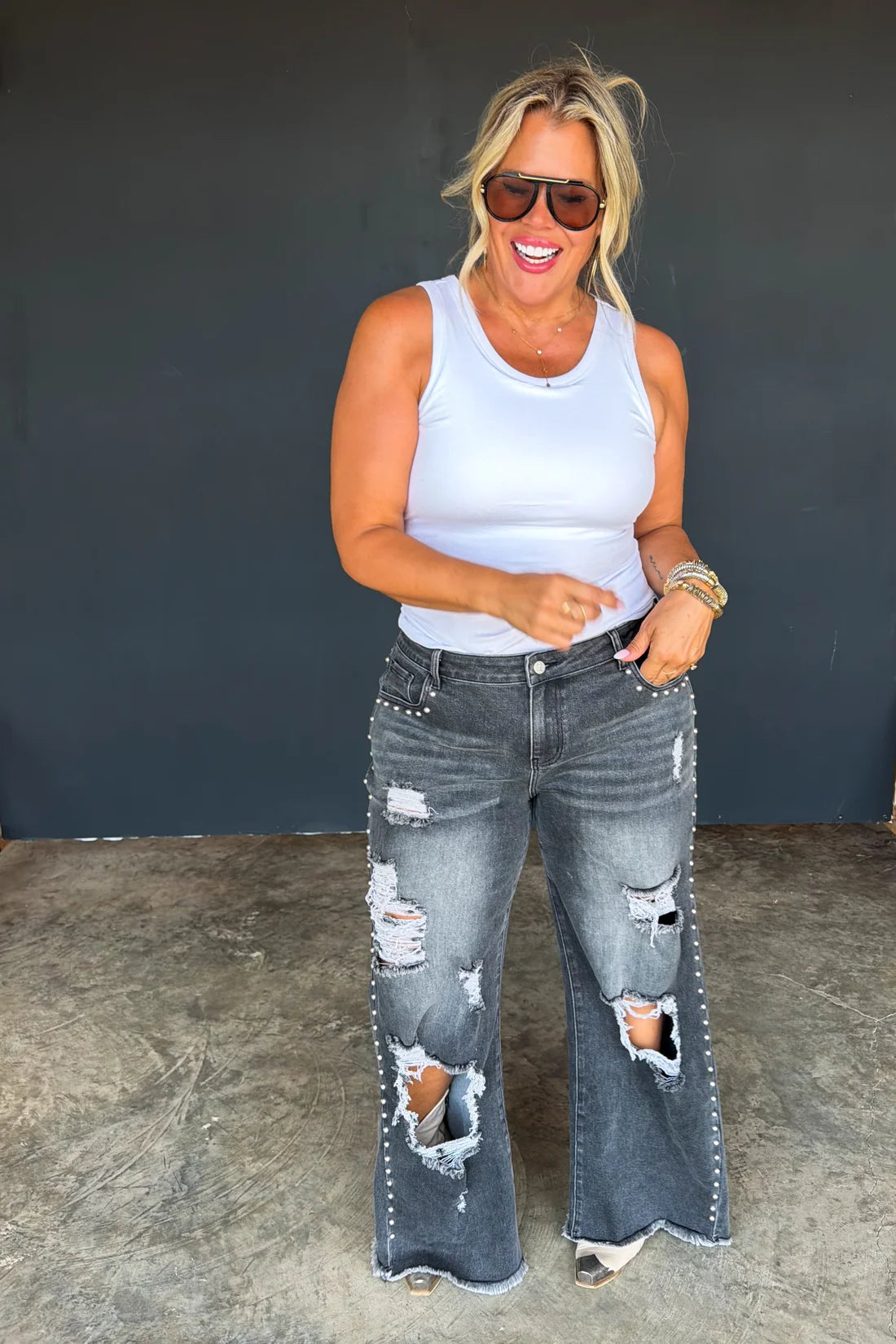 DISTRESSED Dolly Parton Me Studded Denim PREO