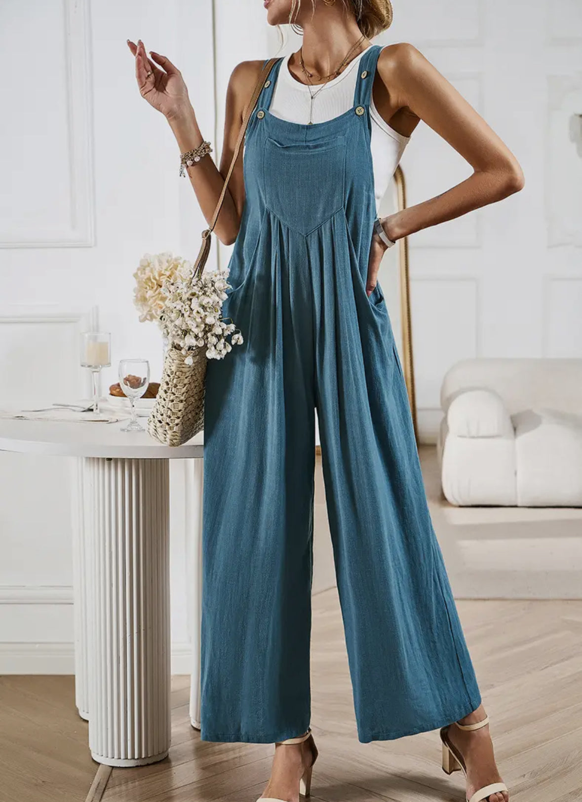 Boho Spring Wide Leg Overall Jumpsuit PreO