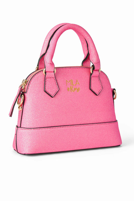 Girls Neon Pink Mini Glitter Crossbody Purse