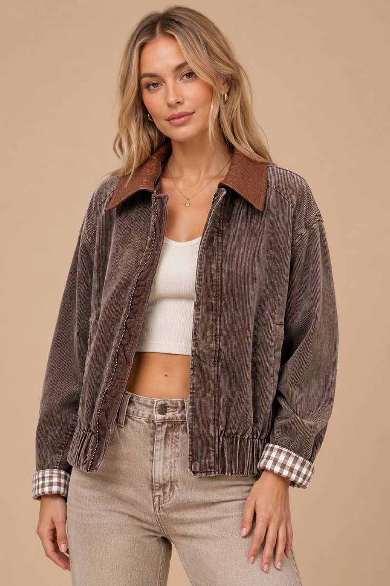 Mineral Wash  Corduroy Bomber Jacket