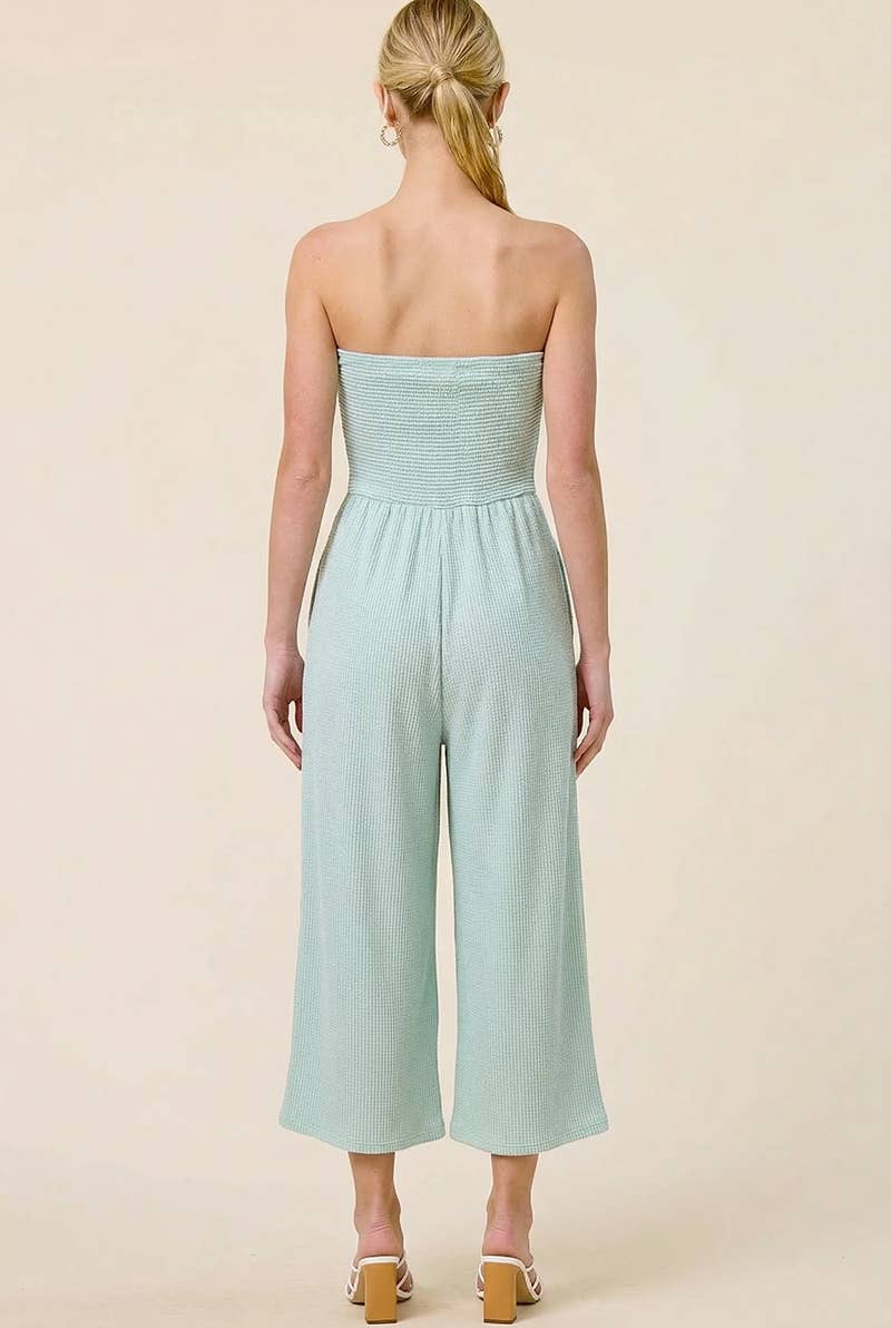 Solid Color Strapless Knotted Beachfront Jumper w/ Pockets