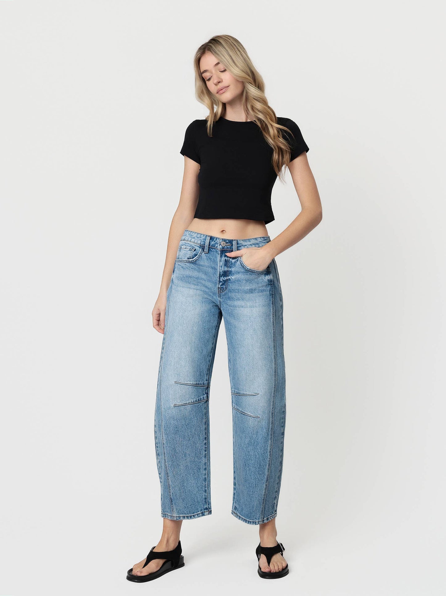 Kylie High-Rise Dart Structured Fit Barrel Denim