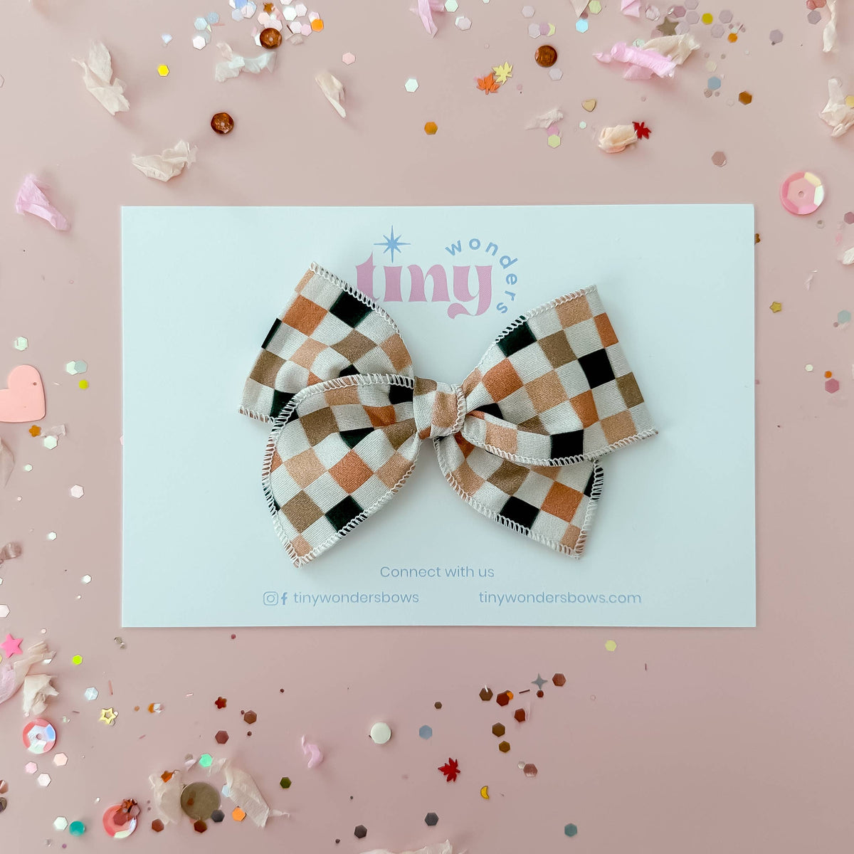 Neutral Checkered Bow